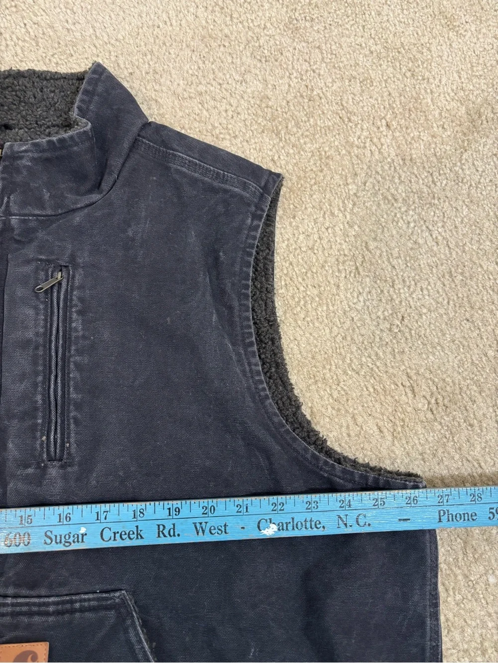 Vtg Carhartt V33-001 Sherpa Lined Vest Workwear XXL Distressed